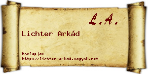 Lichter Arkád névjegykártya